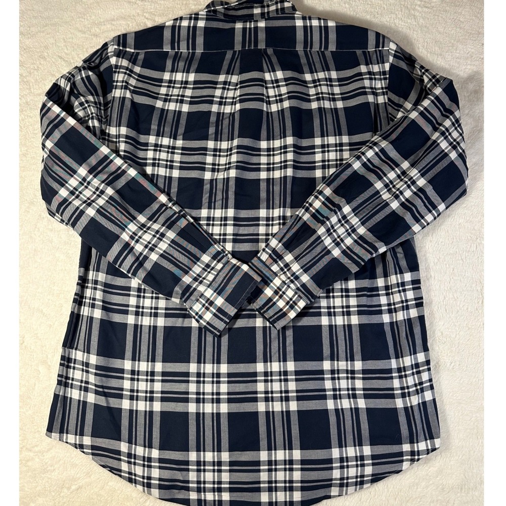 Ralph Lauren Mens Navy White Plaid Long Sleeve Button Down Shirt Size Medium - Picture 7 of 7